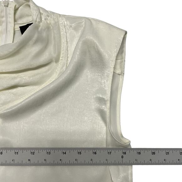 DKNY Women's Blouse Small Satin High Neck Bow Shoulder-Pad Top - Picture 3 of 6